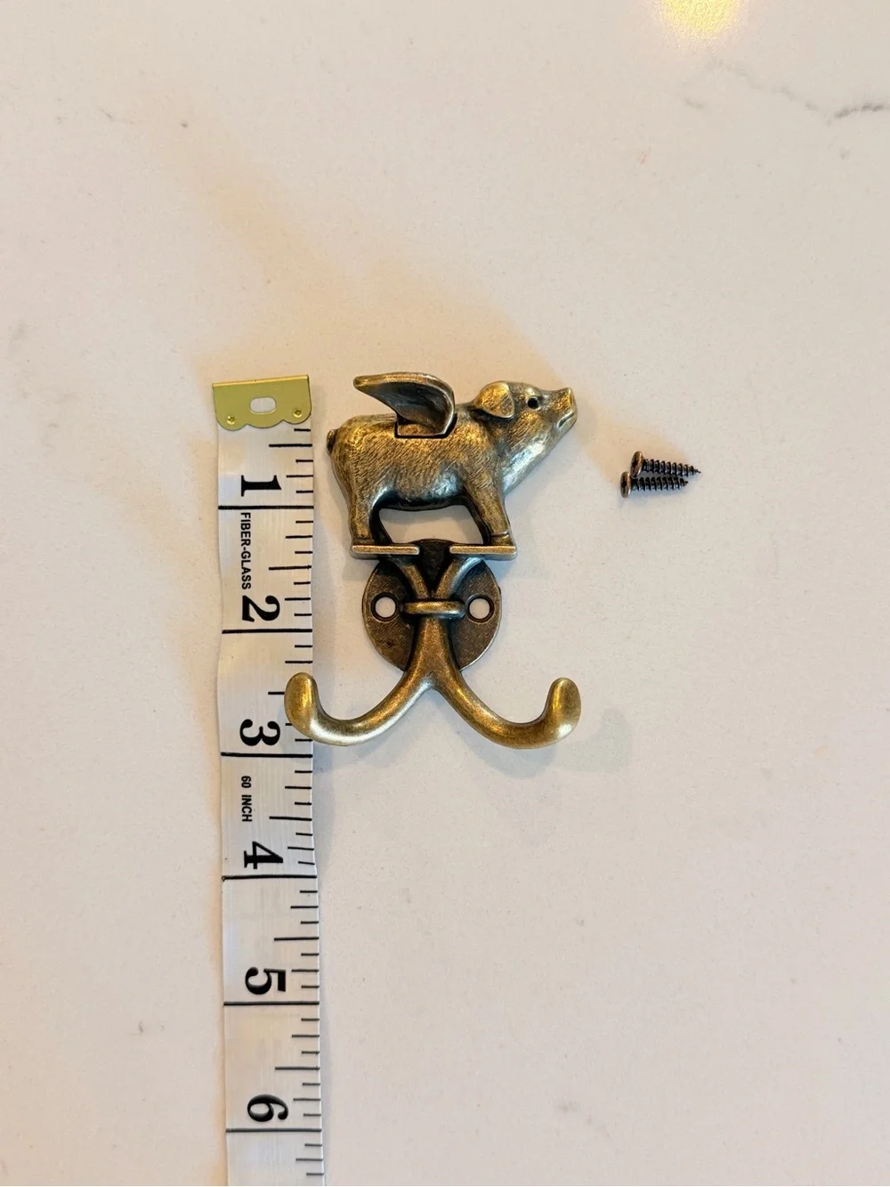 Flying Pig Double Hook Wall Hanger - Antique Brass NWOT